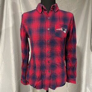 NFL New England Patriots Plaid Flannel Shirt in Red and Blue